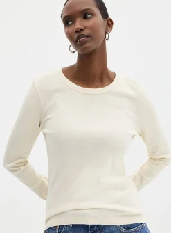 Mini-ribbing long-sleeve T-shirt
