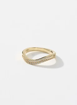 Mini-stone double-like wavy ring