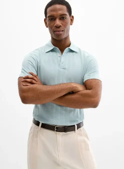 Mint jacquard knit polo