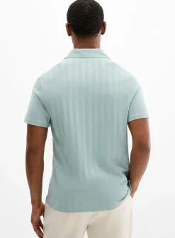 Mint jacquard knit polo