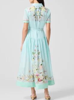 Mint-coloured floral shirt dress
