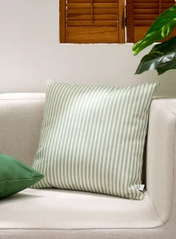 Mint-green stripe removable-cover outdoor cushion