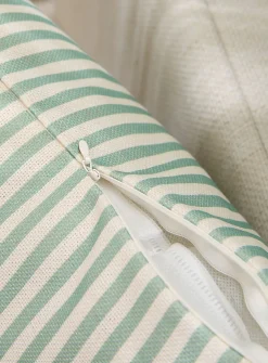 Mint-green stripe removable-cover outdoor cushion