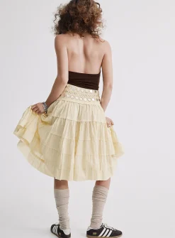 Mirror-waist midi skirt