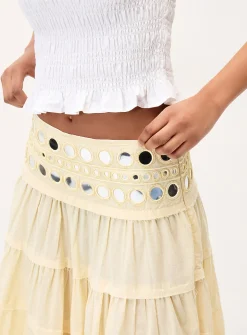 Mirror-waist midi skirt