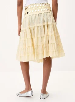 Mirror-waist midi skirt