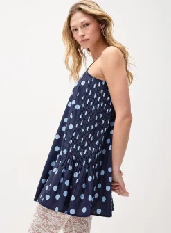 Mixed polka dots boxy-fit minidress