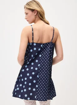 Mixed polka dots boxy-fit minidress
