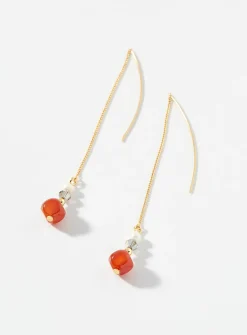 Mixed stone metallic post earrings