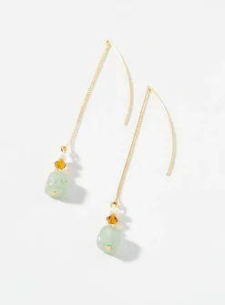 Mixed stone metallic post earrings