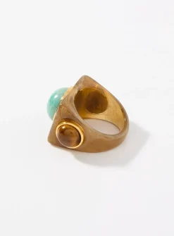 Mixed stone rectangular ring