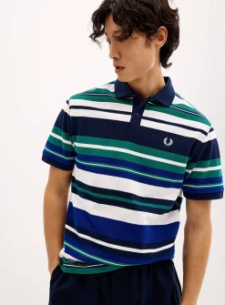 Mixed stripe piqué polo