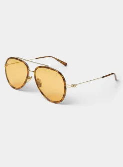 Mixed-material aviator sunglasses