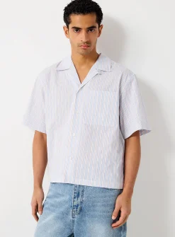 Mixed-stripe camp shirt