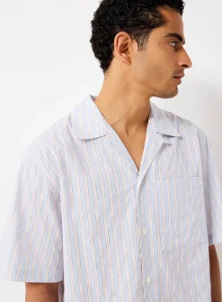 Mixed-stripe camp shirt