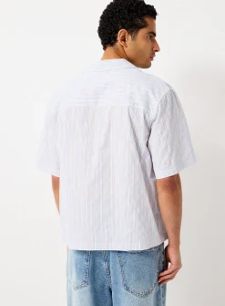 Mixed-stripe camp shirt
