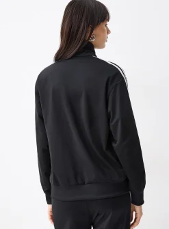 Mock-neck knit track jacket