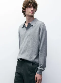 Modal-blend polo sweater