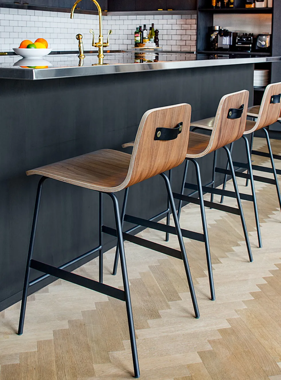 Modern wood and metal counter chair