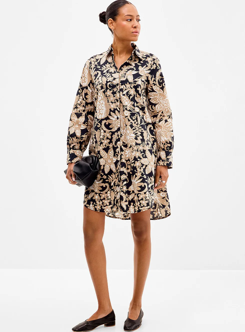 Moka floral flared shirtdress