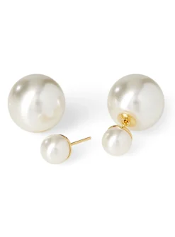 Monochrome bead double-sided earrings
