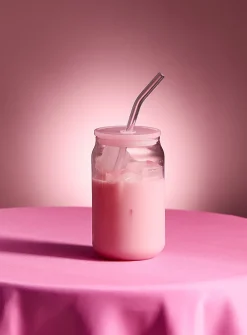 Monochrome glass with straw