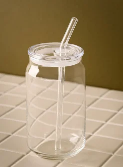 Monochrome glass with straw