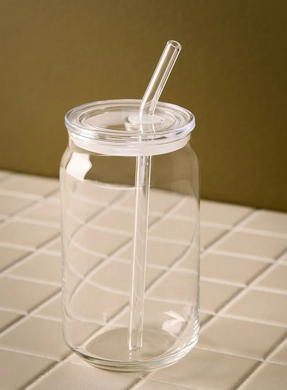 Monochrome glass with straw