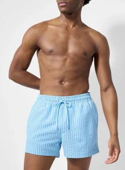 Monochrome stripe seersucker swim short