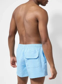 Monochrome stripe seersucker swim short