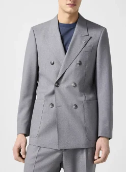 Monogrammed pin double-breasted jacket