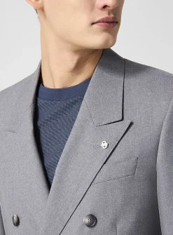 Monogrammed pin double-breasted jacket
