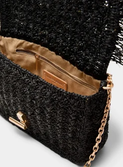 Moon crocheted raffia evening bag