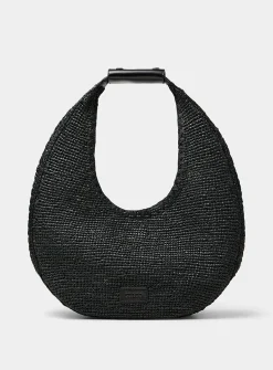 Moon crocheted raffia large shoulder bag