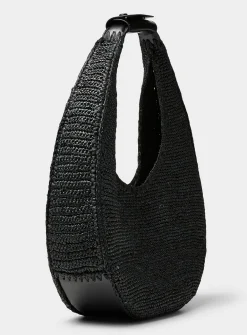 Moon crocheted raffia large shoulder bag