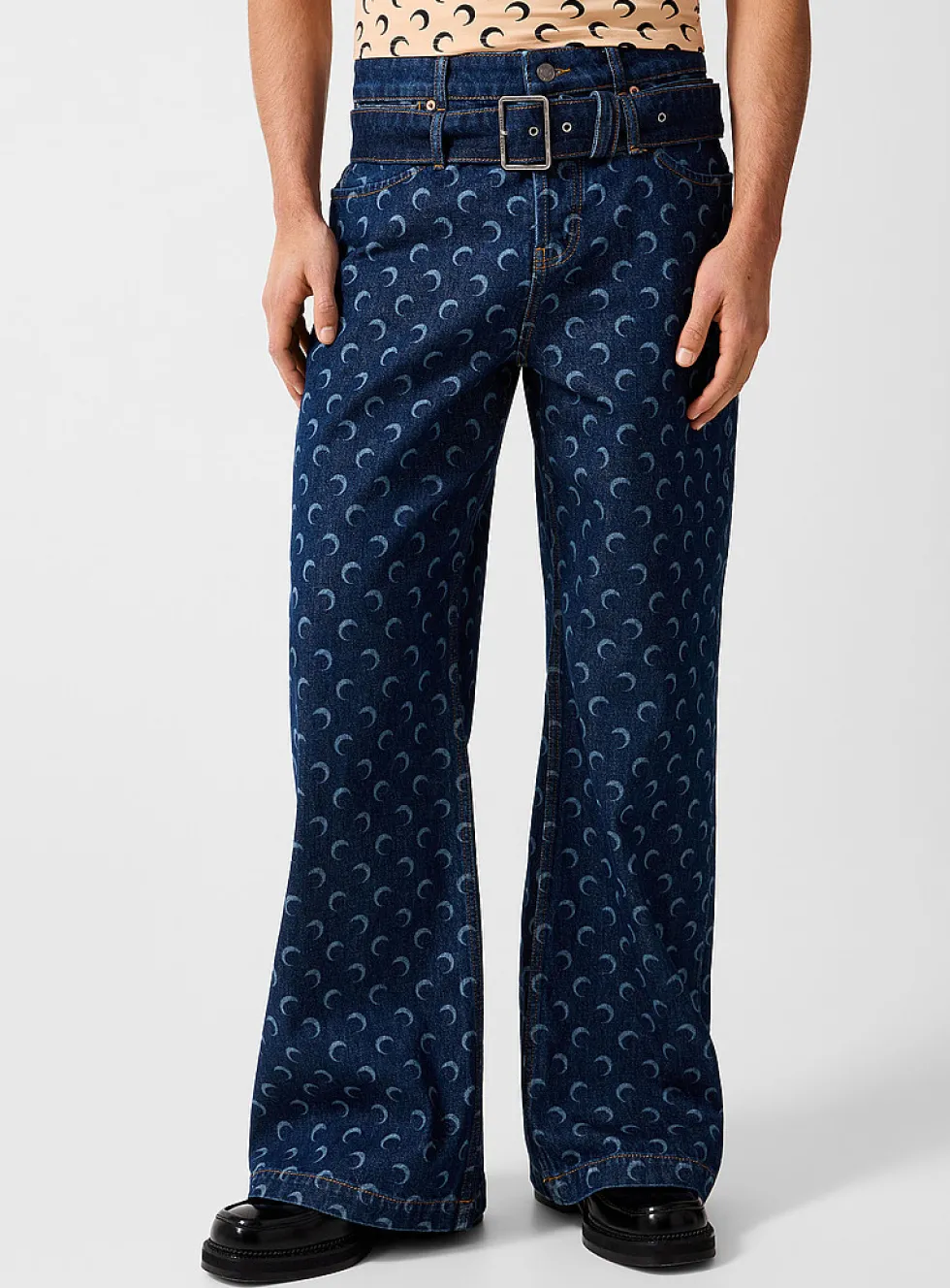 Moon Laser belted wide-leg jeans