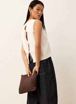 Moss stitch knit tie-up back cami
