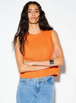 Moss stitch knit tie-up back cami