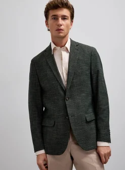 Moss-green windowpane check jacket