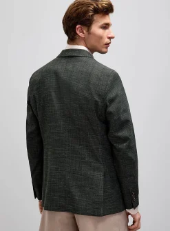 Moss-green windowpane check jacket