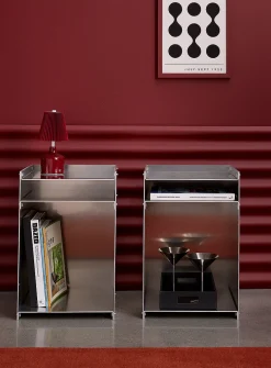 M01S raw aluminum side table duo