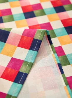 Multicoloured checkerboard umbrella tablecloth
