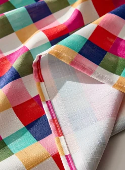 Multicoloured checkerboard tablecloth