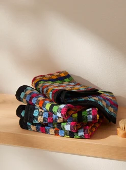 Multicoloured checkered facecloths