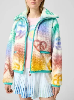 Multicoloured logos polar fleece jacket