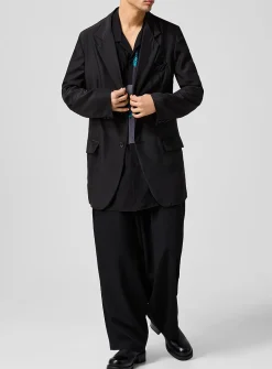 Multi-pleating loose pure wool pant