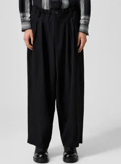 Multi-pleating loose pure wool pant