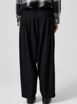 Multi-pleating loose pure wool pant
