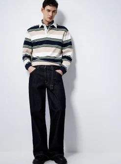 Multi-stripe rugby polo