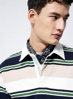 Multi-stripe rugby polo